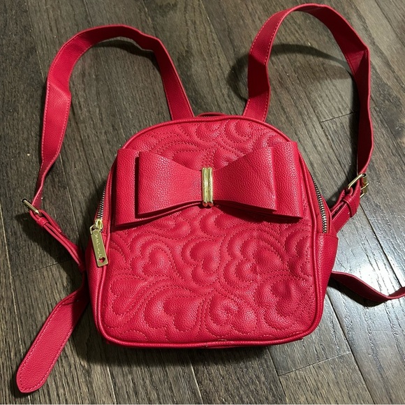 Betsey Johnson Handbags - Hot Pink Betsey Johnson Quilted Bow Backpack